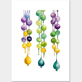 Hanging Mardi Gras Beads in Gold, Green and Purple Posters and Art